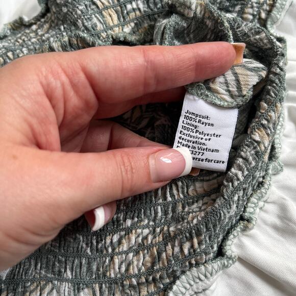 Nine West Palm Leaf Print Faux Wrap Jumpsuit Size XL - Picture 6 of 6